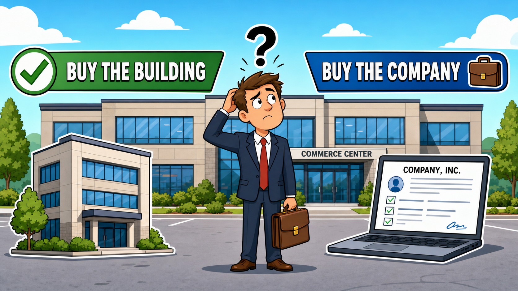 Buy a company that owns property and pay double CGT